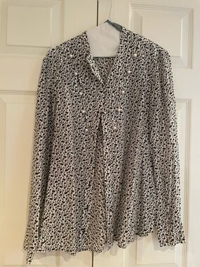 Altuzarra Black and White Floral Silk Blouse
